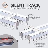 KKC Silent Track DOUBLE Aluminium Curtain Rail/Rail Langsir Premium Tebal/Besi Langsir Heavy Duty Ha