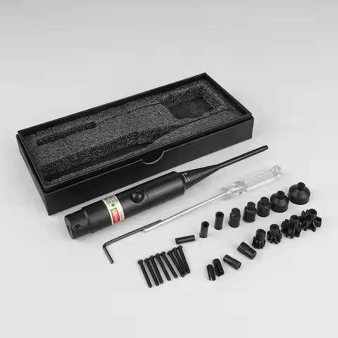 Tactical Red Green Barrel Bore Sight Kit for .177 to .50 Caliber Rifle Handgun Boresighter with Butt