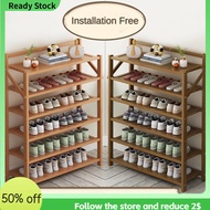 【Free Shipping】Free Installation Foldable Bamboo Shoe Rack Portable Folding Shoe Closet Shelf Cabinet