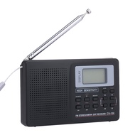 Mini FM Radio Portable Radio FM/AM/SW Radio Pocket Digital Stereo Radio Receiver Earone Output Time Display External Ant