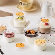 BREWISH Dessert Cup Round Pudding Cup Plastic Mousse Cup Cupcake Tiramisu Cawan Pencuci Mulut Bekas 