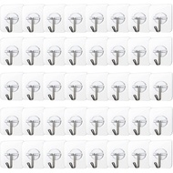 COLOGO 100 Pack Adhesive Hooks 24lb(Max) Heavy Duty Self Adhesive Hooks, Transparent Reusable Seamle