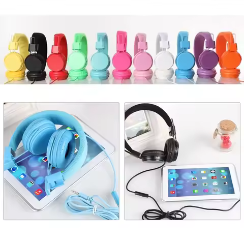 New ABS Wired Ear Headphones 11Colors Wired Headset Earphone Wired Headphones Kids