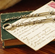 古董法國黑銀色雕花縷空懷錶鍊項鍊手鍊 BR267