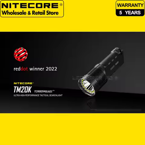 Reddot Winner 20000 Lumens NITECORE TM20K Tactical Searchlight Flashlight Built-in 9600mAh Li-ion Ba