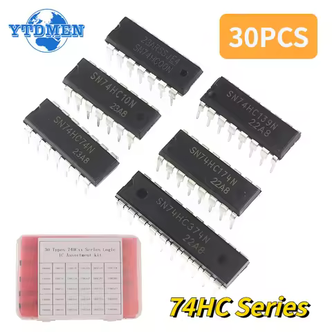 30pcs/box Logic IC Integrated Circuit 74HC Series Assortment Kit 74HC595 74HC573 74HC393 74HC00 74HC