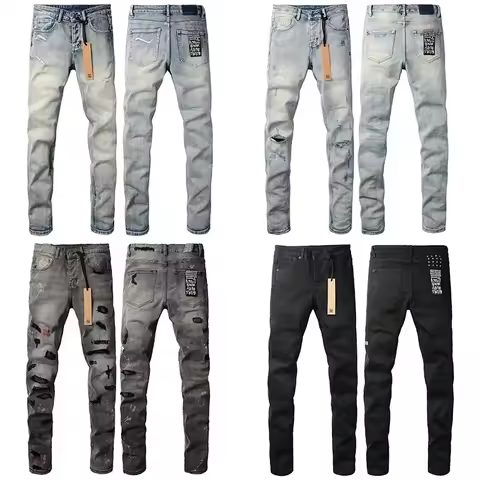 Top Quality KSUBI Cross Jeans Multi-Style Men Women Trendy Trend Wash Hole Patch Hip Hop Stretch Sli