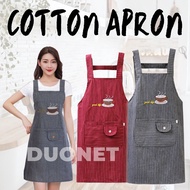 DUONET Apron Kitchen Cotton Fashion Stylish Cafe Cafeteria Cup Unisex Kain Baju Dapur Hitam Kelabu M