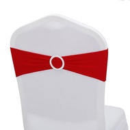 Colored with Round Buckle Decor Lycra Spandex Chair Band Sash for Wedding Event