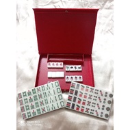 JASMINE 3 or 4 Player Red Medium Travel Mahjong Set (1.8 x 2.5 cm) (160 pieces with Dice but without
