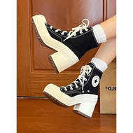 Ready Stock Convers De Luxe Heel Chuck Taylor All Star1970s black and white high heel style high top