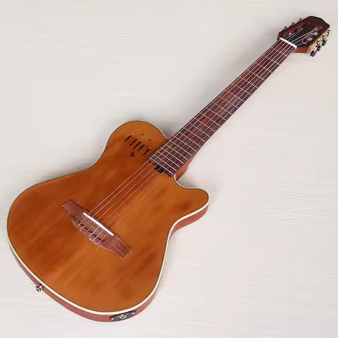 39inch Silent Classic Guitar 6 String Solid Spruce Top With Okoume Wood Back High Gloss Classic Sile