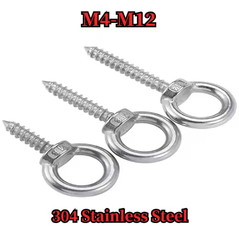 304 Stainless Steel Eye Nut Self Tapping Screw Sheep Eye Round Ring Self Tapping Screw Hook M4 M5 M6