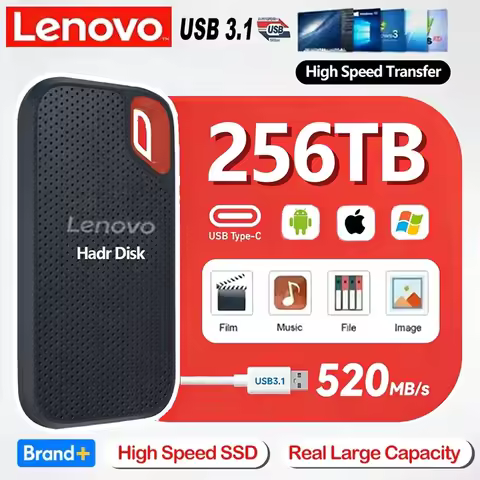 Lenovo High Speed External Solid State Drive Portable SSD External Hard Drive 128TB External Hard Di