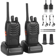 【Ready Stock】BF-88E Walkie Talkies Rechargeable Long Range, Portable Handheld Two way Radio with Ear