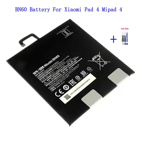 1x 6010mAh BN60 High Capacity Tablet Replacement Battery BN60 For Xiaomi Pad 4 Mipad 4 Batteries + R