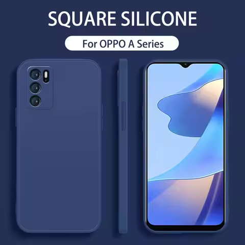 Square Silicone Soft Case For OPPO A16 A54 A74 A94 A73 A53 A91 A72 A52 A31 A5 A9 2020 A96 A54S A55 C