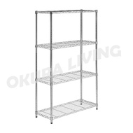 OKURA 4 Tier Multipurpose Chrome Rack Home Living Kitchen Office