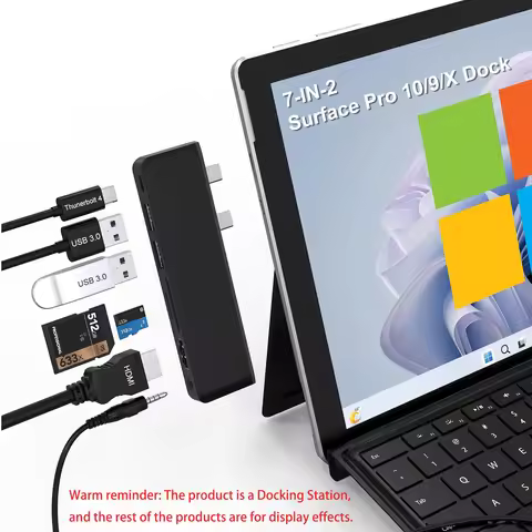 7-in-2 Docking Station for Surface Pro 9, 10, 11, X, USB-C 100W Charging, 4K HDMI, 2 USB 3.0 Ports, 
