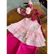 MID-AUTUMN BIB SET FOR GIRLS SIZE 1-10Y (SHOP MODEL WEARING LAST PHOTO)