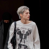 2ZXF ERD Portrait Distressed Printed Washed High Street Long Sleeve T-Shirt Sweatshirt Fu Second Gen