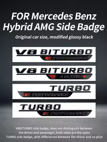 Suitable for Mercedes Benz hybrid AMG side identification letter stickers C63S GT63 S63L GLE53 SL63 