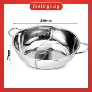 【FEELING】28cm Hot Pot Twin Divided Stainless Steel 28cm Cookware Hot Pot Ruled Compatible