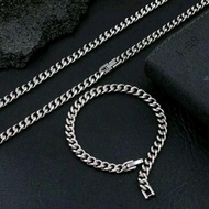 DY90 - Titanium Necklace and Bracelet Set NK Model Anti-Rust Anti-Fade for Men and Women Accessories