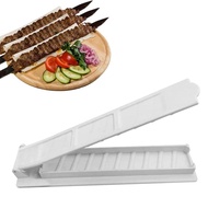 【 JJM MALL】-BBQ Meat Skewer Machine Kebab Press Maker Reusable BBQ Skewer Maker Kebab - White