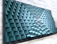 幾何翡翠綠藝術品 - 3D 吸音板 - 綠色木牆藝術裝飾