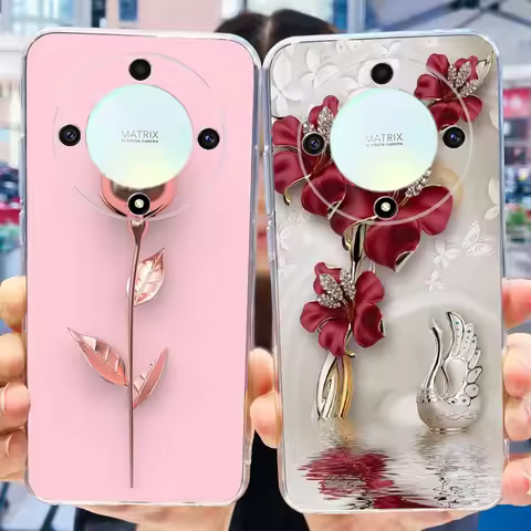 For Honor X9b 5G Case 2023 Fashion Flower Clear Silicone Soft Back Cover For Honor X9a RMO-NX1 Funda