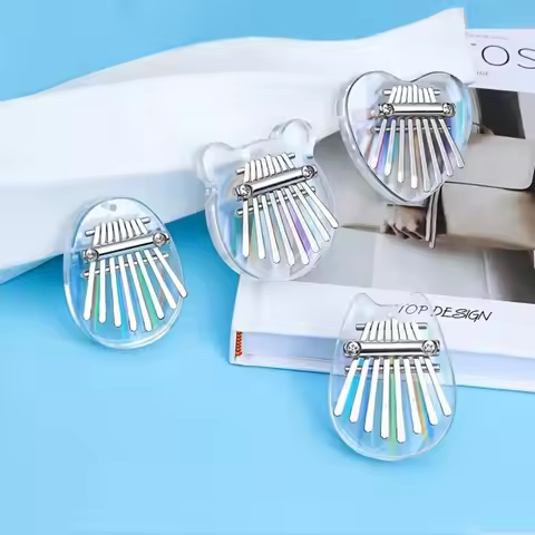 Miwayer 8 Keys Mini Kalimba Rainbow Transparent Heart Crystal Kalimba Acrylic Thumb Piano Acoustic F