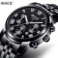 [Miracle Watch Store] BOSCK แบรนด์2020หรูหราผู้ชายนาฬิกากีฬาควอตซ์นาฬิกากันน้ำคลาสสิกผู้ชาย39; S สแต