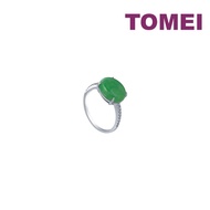 TOMEI Elliptical Jade Ring White Gold 750