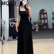 MQAQ Maillard haute couture design temperament solid color waist cinching dress for women, waist cin
