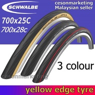 German SCHWALBE LUGANO II 700*25C yellow edge tyre dead flying road bicycle Fixie tayar basikal Malaysian seller 700c