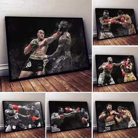 Mike Tyson Vs Muhammad Ali Boxing Wall Art, HD Canvas Print Poster, Suitable for Home, Living Room,