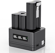 Compatible with Ring Doorbell/Camera, Battery Charging Station, 3 Pack 3.65V 6040mAh, 3 Slots LED Di