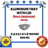[1000 PCS] Aluminum Tray with Lid [ Solo Medium RE165 ] [ 6.5" x 5.1" x 1.9" / L x W x H ]