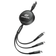 Hyundai | 100W Fast Charger 3-in-1 Data Cable Car USB Charging Accessories For Hyundai Palisade Bayo