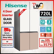 [FREE DELIVERY] Hisense 720L Glass 4 Door Inverter Fridge Refrigerator 冰箱