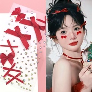 HOLO_COS Ribbon Bow Premium Stickers Premium 3D Ribbon Coquette Douyin Face Gem Self Adhesive Beads 