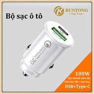 100W car charger – USB + Type-C fast charging – For cars, trucks/PD30W Type-C + USB car fast charger