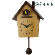 kukooEuropean-Style Simple Cuckoo Clock Living Room Gullet Clock Pastoral Modern Children's Bedroom Bird Newspaper Clock Holder Wall Clock