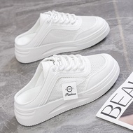 Free Shipping Womens White Shoes 2026 Summer Mesh Breathable Hollow Sports Sneakers Versatile Slippe
