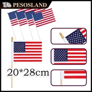 20*28cm Handheld US Flag USA Hand Waving Flag With Plastic/Wood Pole USA Activities Cheering Flag