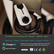 ChargeCore Portable EV Charger Come With Cable - 22kW (32A)