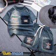 Short-sleeved boys' clothes made of high-quality stone-washed cotton Sizes from 14kg to 55kg - Meben