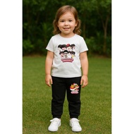 MERAH Girls' T-shirt and Jogger Set Little Gang 17 August Indonesian Independence Day 80 Red and Whi