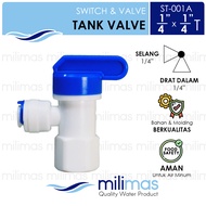 ST TANK VALVE 1/ 4" x 1/4" T - Food Grade RO TANK Valve - NSF - 001A